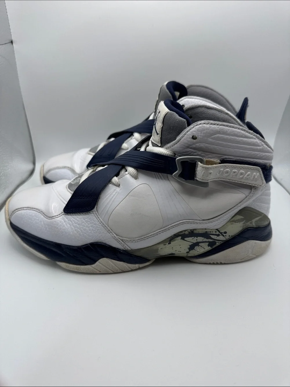 Air Jordan 8.0 Playoffs Georgetown White Midnight Navy 467807-106 Men's Size 9.5